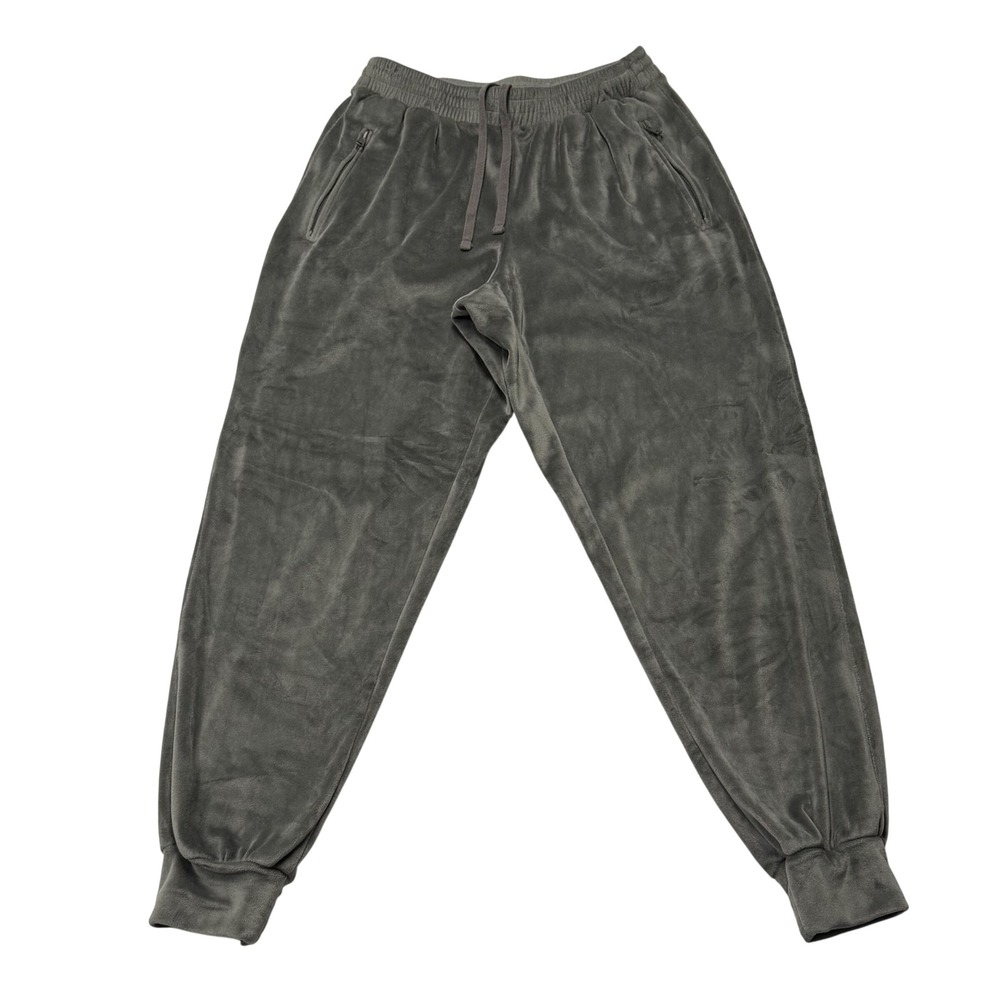 SKIMS Velour Jogger Smoke Grey Velvet Sweatpants Size M Pockets Drawstring
